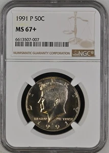 1991-P 50C Kennedy Half Dollar NGC MS67+ 6613507-007 - Picture 1 of 2