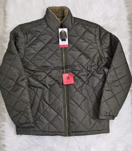 Weatherproof Vintage Men’s Green Fleece Lined Collared Puffer Jacket Size M - Picture 1 of 7