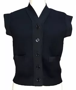 Caron Callahan Anja Vest Women’s XS 100% Wool Knit Button Front Black - Picture 1 of 14