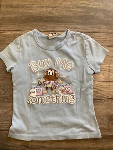 the girls bug blue monkey shopping shirt with glitter size medium  - Picture 1 of 3