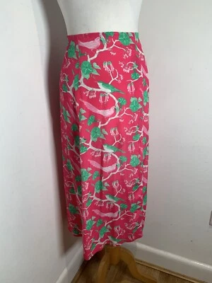 Primrose Park slinky midi skirt S 8 10 VGC bird floral pattern print slit sheath - Image 1 of 4