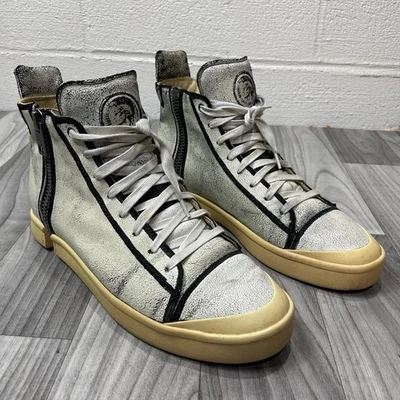 Diesel S-Nentish Cremallera Redonda Blanco agrietado Tenis Para Hombres 10.5 Cuero Muy Raro Foto 1 de 4