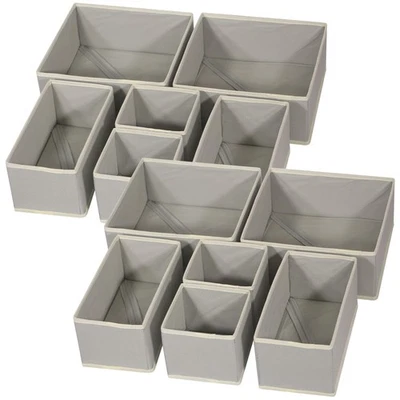 12 Pack Foldable Cloth Storage Box Closet Dresser Drawer Organizer Fabric Bas... - Image 1 of 4