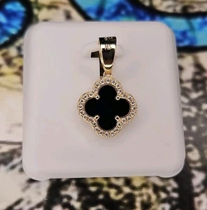Clover Motif Moissanite 14k Gold Over Sterling Silver 925 Clover Pendant .30 CTW - Picture 1 of 3