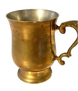 Vintage Messing Zinn 6 Zoll Krug Becher graviert RSM Made in India - Bild 1 von 7
