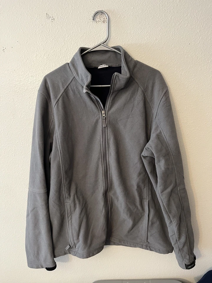 Lands End Jacket Mens Large Tall L/T Gray Fleece Full Zip Mock Neck Long Sleeve - Image 1 of 4
