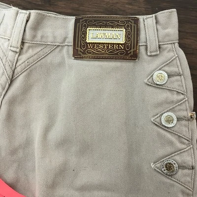 Lawman Western Bareback 高腰牛仔裤女式 13 码? 30x30 米色棕褐色二手状况完好! — 第 1/4 张图片