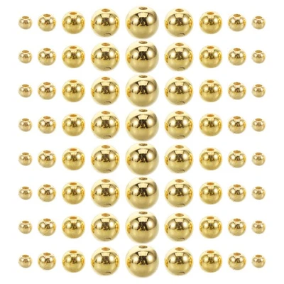  300 perles intercalaires dorées : perles rondes en métal sans couture de - Photo 1/4
