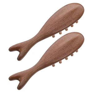 2pcs Wood Scalp Massager Comb - Sandalwood Detangling Hair Massage Brush - - Picture 1 of 12