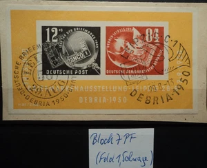 LA DDR (1950) Block 7 PF (Feld 1, Schrage) gest. Sonderstempel MW: mind. 200.- - Picture 1 of 3