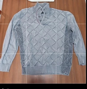 Wetterfester Pullover Herren grau Rautenstepp Cordmischung Muster XL Baumwolle - Bild 1 von 11