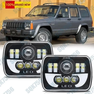 Farol de LED 2 peças 120W 7x6" 5x7" para Jeep Comanche MJ 1986-1992 com feixe alto e baixo - Imagem 1 de 4