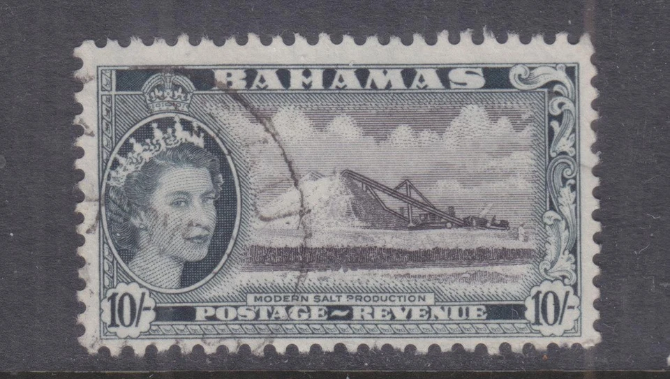 BAHAMAS, 1954 QE 10s. Black & Slate, used. - Image 1 of 1