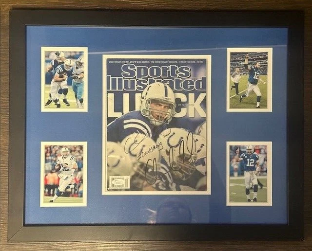 Colts Andrew Luck & Chuck Pagano SI Signed Framed Photo JSA COA - Image 1 of 1