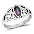 Celtic Marquise Rainbow Topaz ~ 925 Sterling Silver Ring ~ Size 7 8 9 10  Q S U
