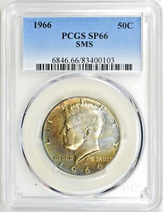 1966 SMS PCGS MS66 Kennedy Half Rainbow Toned Obverse 50C PQ Gem Beauty - Bild 1 von 5