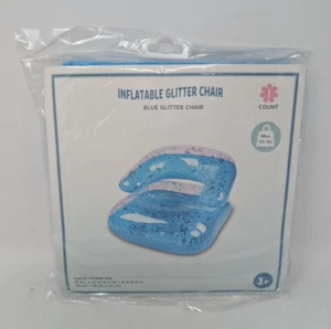 Silla Inflable Brillo - Asiento Infantil y Adolescente Aspecto Retro Años 90 2000 - Azul - Imagen 1 de 3