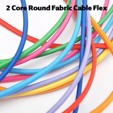 2 Core Round Silk Braided Vintage Fabric Coloured Lighting Cable Flex 0.75mm UK