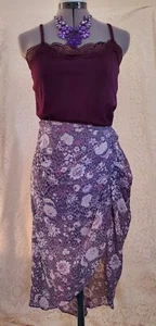 NWT Drew Anthropologie Faux Wrap Ruched Slit Floral Skirt Retail $196 boho fairy - Picture 1 of 9