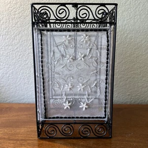 Portacandele Tealight floreale vetro perline metallo splendidamente dettagliato vintage - Foto 1 di 16