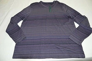 Camisa para mujer Perry Ellis manga larga cuello en V a rayas algodón púrpura talla XL NUEVA CON ETIQUETAS - Imagen 1 de 6