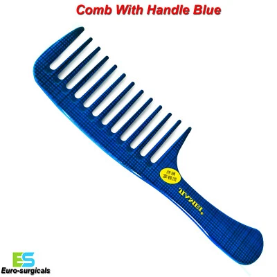 BEADEN® INSTRUMENTS / MEDSPO Hairstyling handgefertigte breite Zähne entwirrende blaue Farbkamm mit Griffwerkzeugen