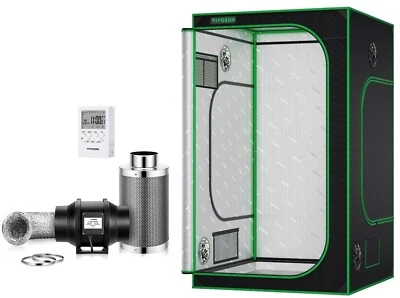 VIVOSUN Indoor Grow Tent 4'x4' Non toxic Mylar W/4" Inline fan kit,7-day Timmer - Image 1 of 4