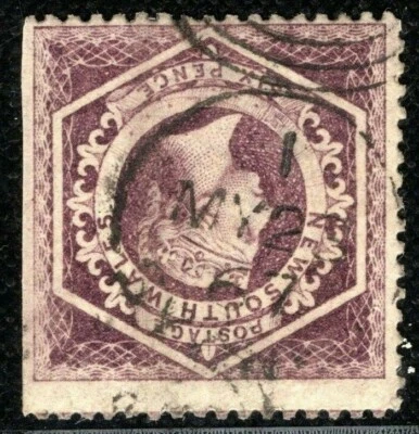 Australia States NSW QV SG.166var 6d *INVERTED WATERMARK* 1867 CDS Used BLACK358 - Image 1 of 4