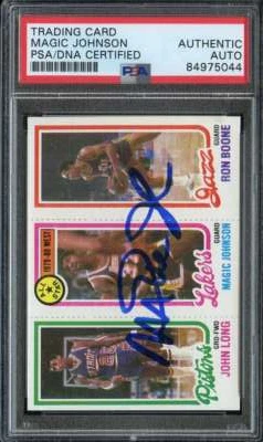 Magic Johnson Rookie (RC) Signed/Auto 1980 Topps #111 PSA/DNA Auto HOF Lakers - Image 1 of 2