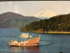 Vintage Japanese Postcard Sightseeing Boat on Lake Ashi National Park Hakone - Picture 1 of 2