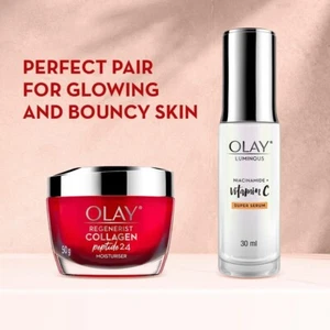 OLAY REGENERIST COLLAGEN PEPTITE24 MOISTURISER & LUMINOUS VITAMIN C SUPER SERUM - Picture 1 of 10