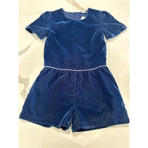 Gap Kids Velvet Romper Silver Trim Short Sleeve Party Outfit Size M - Picture 1 of 3