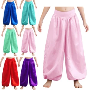 Kids Girls Trousers Palazzo Dance Pants Waist Bloomers Princess Halloween Belly - Picture 1 of 84