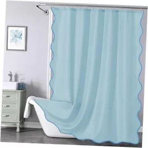 Scalloped Shower Curtain 72 W x 84 H Inch Extra 72"W x 84"L (Pack of 1) Blue - Picture 1 of 7