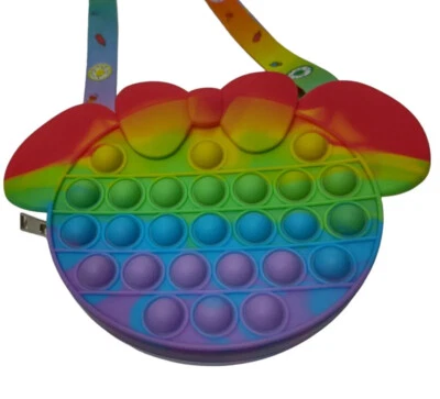 Rainbow Pop It Purse Push Bubble Fidget Toy Shoulder Bag Mini Mouse Girls New - Image 1 of 4