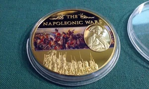 St. Helena Napoleonic Wars Battle of Waterloo 50 Pence 2013 Gold-plated Colored - Picture 1 of 4