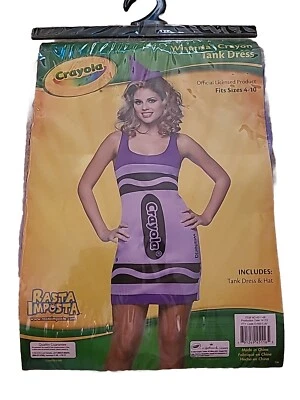 Fantasia feminina Crayola Tank Wisteria vestido roxo com chapéu Halloween serve 4-10 - Imagem 1 de 3