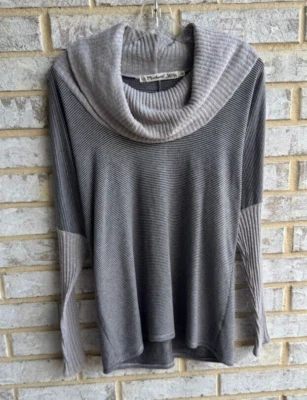 Suéter tejido a rayas con cuello capucha manga larga Michael Stars para mujer talla OS Foto 1 de 4