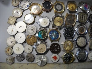 253L Vintage 18 piece MEN'S mechanical watch movements for parts some works - Picture 1 of 8
