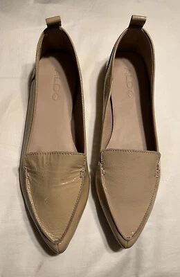 ALDO Galinsky Flat Brown Beige Pointy Toe Leather Loafer Slip on Womens Size 6.5 - Image 1 of 4