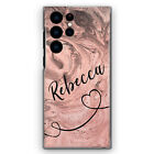 Personalised Initial Phone Case For Samsung Note20/J4/J6 Pink Marble Hard Cover