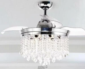 Parrot Head42 in. Indoor Chrome Downrod Mount Retractable Chandelier Ceiling Fan - Picture 1 of 6