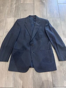 38R Men’s Hart Schaffer & Marx Navy Blue Striped Wool Suit Sport Coat Blazer - Bild 1 von 11