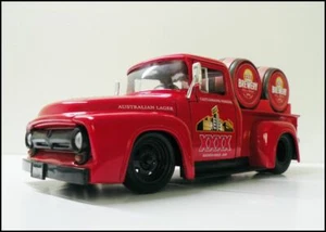 1956 Ford F-100 Pickup Diecast Jada 1:24 4XXXX Gold Custom Graphics with Barrels - Picture 1 of 7
