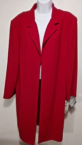SL Fashions LS Melisa Jacket RED Collared Polyester Padded Shoulder Size 22W NWT - Picture 1 of 12