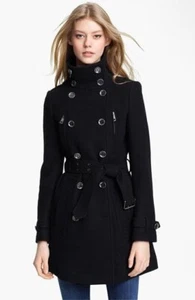 Burberry Brit 'Charcottley' Double Breasted Coat Trench 8 Wool Cashmere Military - Picture 1 of 21