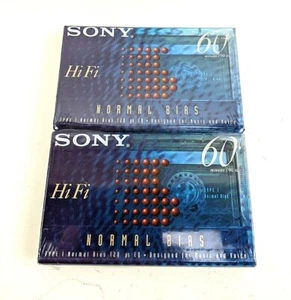 SONY HiFi 60 Min Normal Bias Sealed Cassette Tape 2 Pack - Picture 1 of 3