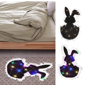 Bunny Rugs for Bedroom Bunny Welcome Doormat with Light Strip - Imagen 1 de 6