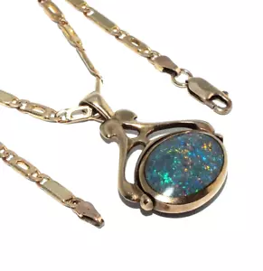 Ladies 9ct yellow gold vintage 2 stone rotating fob pendant on a fancy chain - Picture 1 of 11
