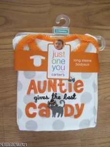 CARTER'S AUNTIE GIVES THE BEST CANDY HALLOWEEN L/S BODYSUIT~NB~3M~6M~NWT - Picture 1 of 4